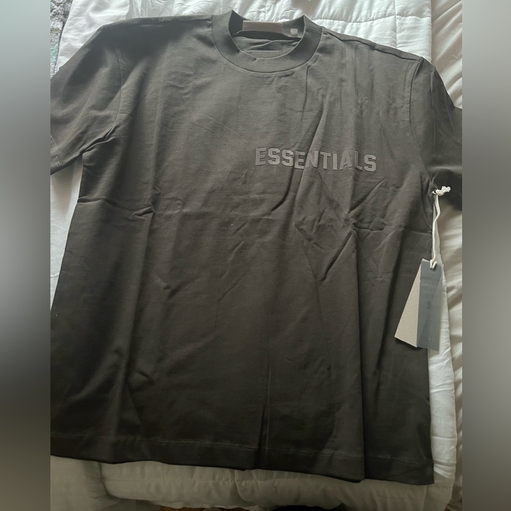 Essentials Brown Short Sleeve Tee Classic Crew Neck - Picture 2 of 5